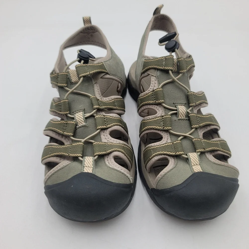 Rugged Outback Mens Hiking Sandals Olive Green Bungee Closed Toe Size 9.5 75885